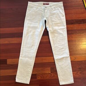 Womens 30 Guess White Skinny Jeans with Bling